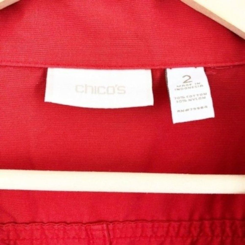CHICO'S Burnt Orange Button Up Jacket - Picture 3 of 5